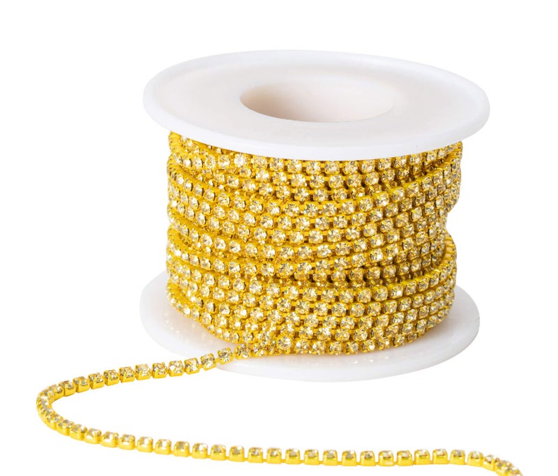 KAOYOO 10 Yards 2mm/0.08" Crystal Rhinestone Close Chain Trim Sew on Trim for Sewing Crafts,DIY Decoration,Jewelry,Wedding - Image 1