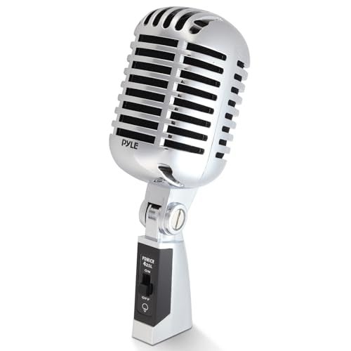 Pyle Classic Retro Dynamic Vocal Microphone - Old Vintage Style Unidirectional Cardioid Mic with XLR Cable - Universal Stand Compatible - Live Performance In Studio Recording - PDMICR42SL (Silver) - Image 1