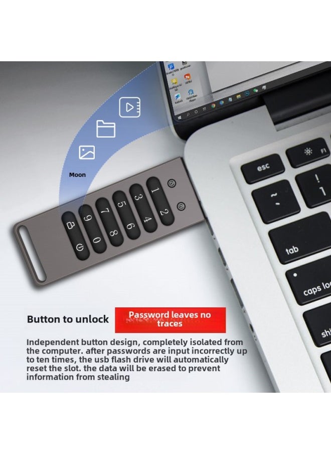 Supply Zinc Alloy Encryption U Disk AES256 Hardware Encryption Usb3.0 High Speed Digital Key U Disk-Color:Blue-[to Be Customized]]-Capacity:32GB  - Image 4