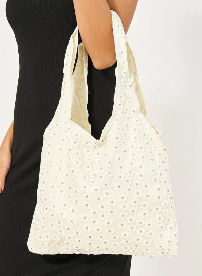 Styli Embroidered Flower Design Shoulder Bag