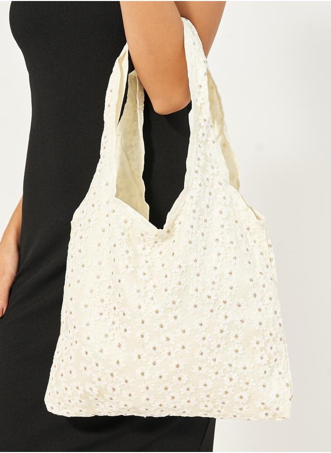 Styli Embroidered Flower Design Shoulder Bag  - Image 3