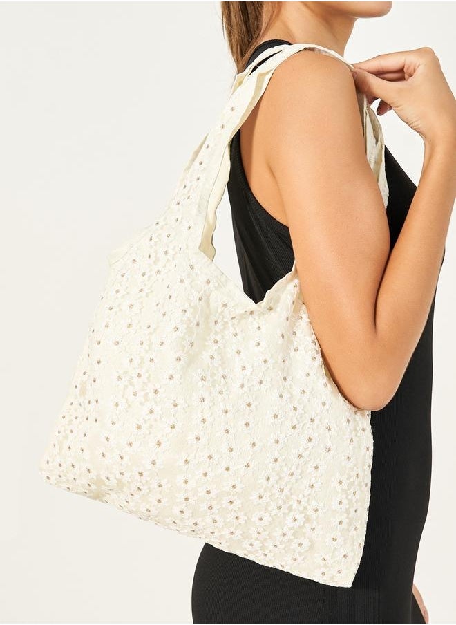 Styli Embroidered Flower Design Shoulder Bag  - Image 2