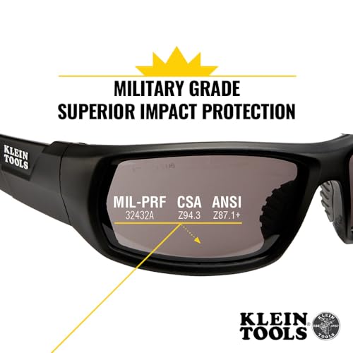 Klein Tools 60164 Safety Glasses, Professional PPE Protective Eyewear with Full Frame, Scratch Resistant and Anti-Fog, Gray Lens - Image 2