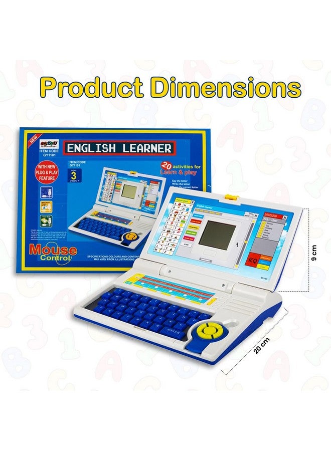 Gooyo Gooyo GY-1101 Plug & Play English Learner Educational Laptop Toy with 20 Learning & Playing Activities|Blue & White Color,Dual Power Supply Source:Micro USB Cable(Included) &3xAA Battery(Not Included) - Image 4