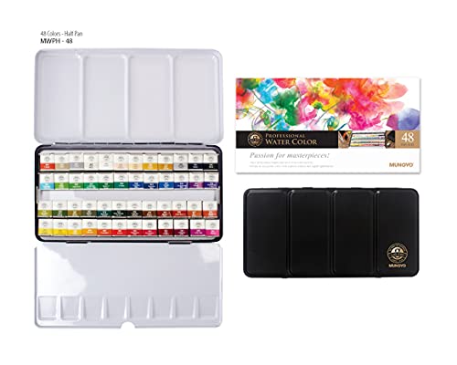 MUNGYO Professional Half Pan Size Water Colors Set in Tin Case/Integral Mixing Palette in The lid (Assorted) - Image 3