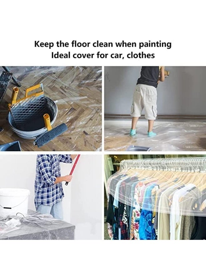 Biella Painters Polythene Sheet Plastic Drop Cloths Sheet, Waterproof Anti-dust Furniture Cover, Disposable Tarp for Painting for Couch Cover and Furniture Cover (1000G x 9 Meter) - Image 4