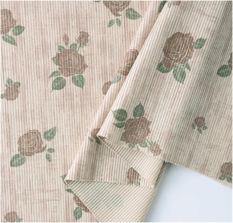 Corduroy Fabric 0.5/1/2Yard Vintage Style Colour Ribbed Corduroy Fabric Print Spring Autumn DIY Sewing Making Pants Jacket Clothing Cloth(Color 8,45X145cm) - Image 1