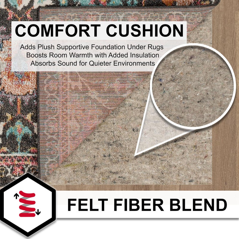 Mohawk Home Non Slip Rug Pad 6' x 9' - 1/2" Thick Felt + Latex Rubber Gripper - Dual Surface Cushion for Hardwood, Carpet, Tile Floors, Made in USA - Image 2