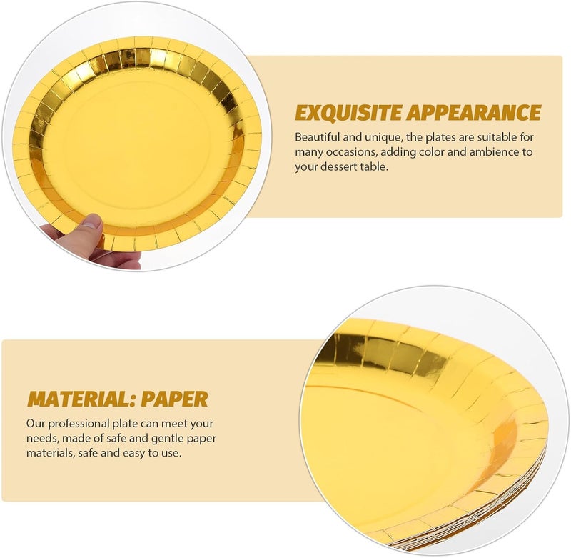 Disposable 9" Metallic Foil Paper Cake Plates 30pcs Pack, Multi-function Party Dessert Plates for Household and Birthday Cake Supplies - Image 3