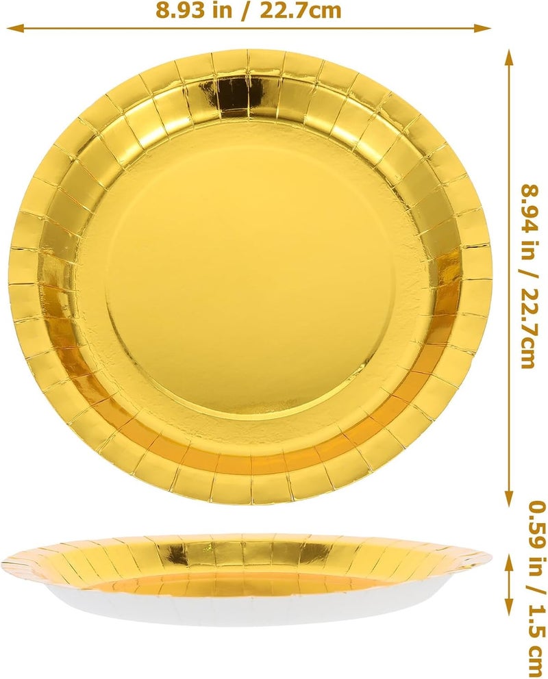 Disposable 9" Metallic Foil Paper Cake Plates 30pcs Pack, Multi-function Party Dessert Plates for Household and Birthday Cake Supplies - Image 2