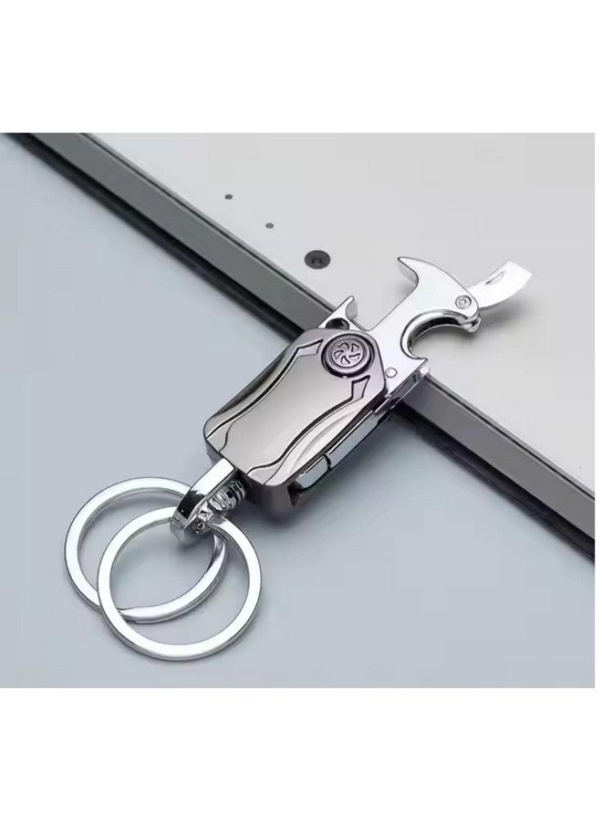 CAVERNSHOP 5-in-1 Multifunction Keychain for Men - Heavy Duty Dual Ring Metal Key Chain with Cutter, Bottle Opener, Mobile Holder, 360¬∞ Spinner, Outdoor Carabiner for Car, Bike, and Portable Use - Image 3