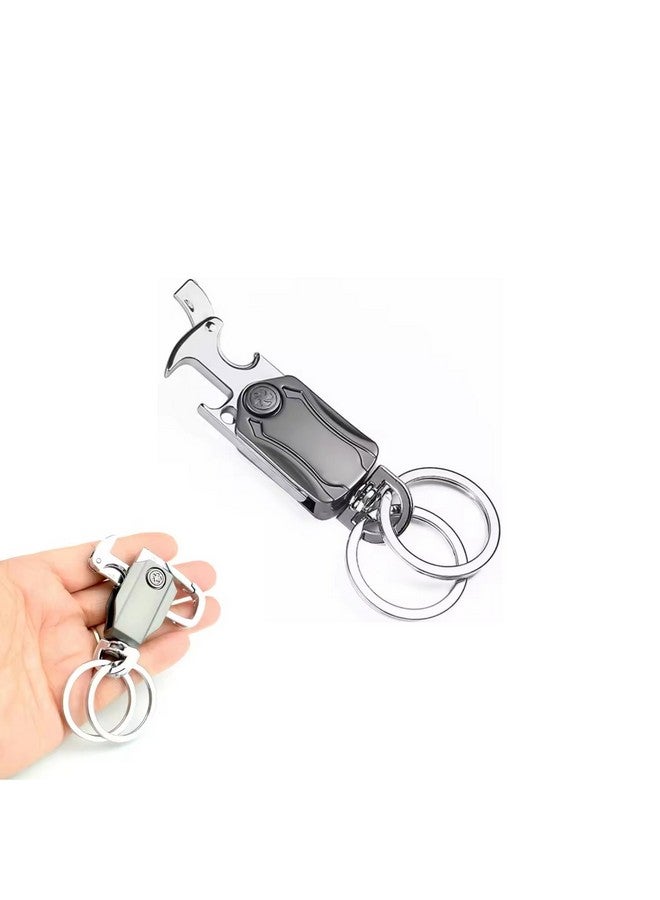 CAVERNSHOP 5-in-1 Multifunction Keychain for Men - Heavy Duty Dual Ring Metal Key Chain with Cutter, Bottle Opener, Mobile Holder, 360¬∞ Spinner, Outdoor Carabiner for Car, Bike, and Portable Use - Image 1