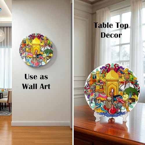 PAINTZSTORIES Decorative Wall Plate for Home Decoration | Ceramic Wall Art Plate | Wall Decor items for Living Room & Bedroom | Handmade Artwork India's Rich Culture | Gift for house | 10 INCH - Image 4