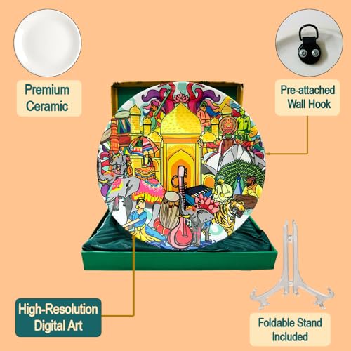 PAINTZSTORIES Decorative Wall Plate for Home Decoration | Ceramic Wall Art Plate | Wall Decor items for Living Room & Bedroom | Handmade Artwork India's Rich Culture | Gift for house | 10 INCH - Image 3