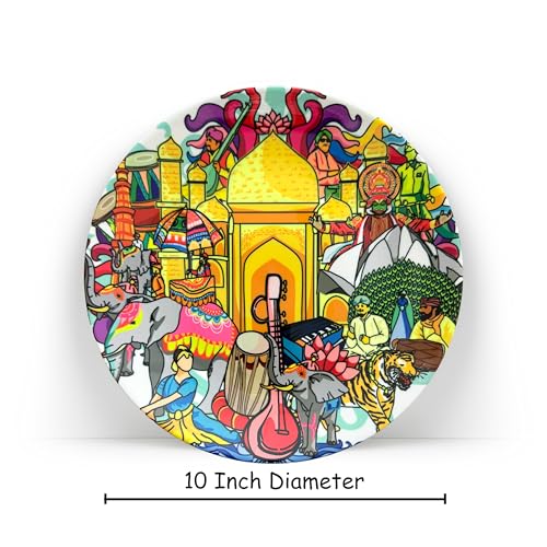 PAINTZSTORIES Decorative Wall Plate for Home Decoration | Ceramic Wall Art Plate | Wall Decor items for Living Room & Bedroom | Handmade Artwork India's Rich Culture | Gift for house | 10 INCH - Image 2