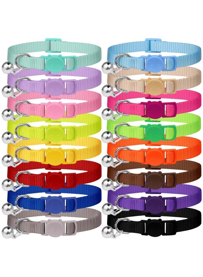 Waoduld 16 PCS Breakaway Cat Collars,Kitten Collar with Bell Cat Collars for Boy Girl Cats Breakaway Collar for Cats 7.5-12.6 Inch - Image 1