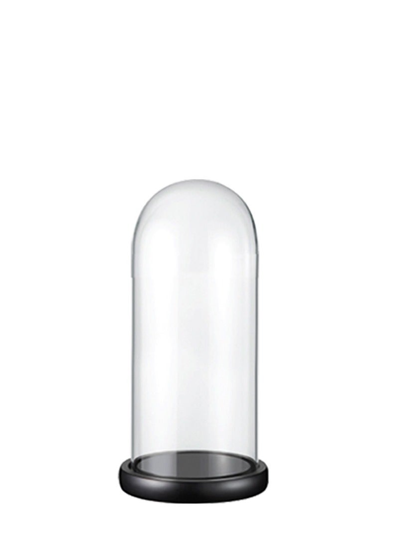 Modern Dome Vase with Wooden Base 14 x 20 cm for flowers or dÃ©cor, perfect for home or event styling
