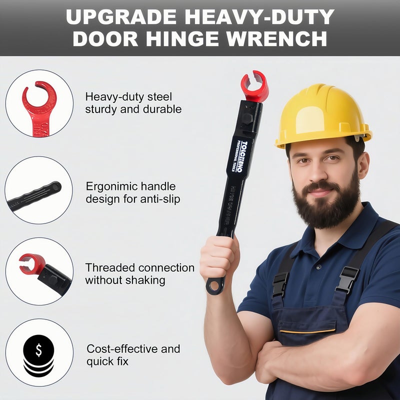 Tolcheno 6 In 1 Door Hinge Adjustment Tool  Hinge Adjustment Tool For Residential  Commercial & Cabinet Doors  Heavy Duty Steel Multi-Size Wrench With Ergonomic Handle  Fits 0.39-0.98Inch Hinges - Image 4