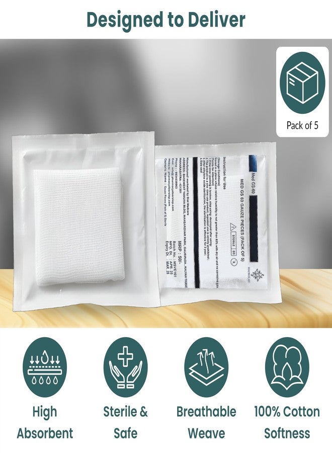 MED Sterile Wound Gauze - Highly Absorbent, Breathable Non-Stick Surgical Pads (5) - Image 2