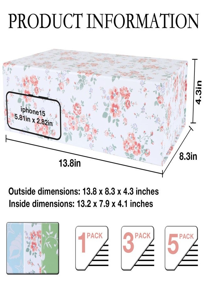 LFBOX Rose Floral Gift Box with Magnetic Lids 13.8x8.3x4.4 in, Large Bridesmaid Proposal Boxes, Rectangle Wedding Decorative Storage Box 3 Pack - Image 2