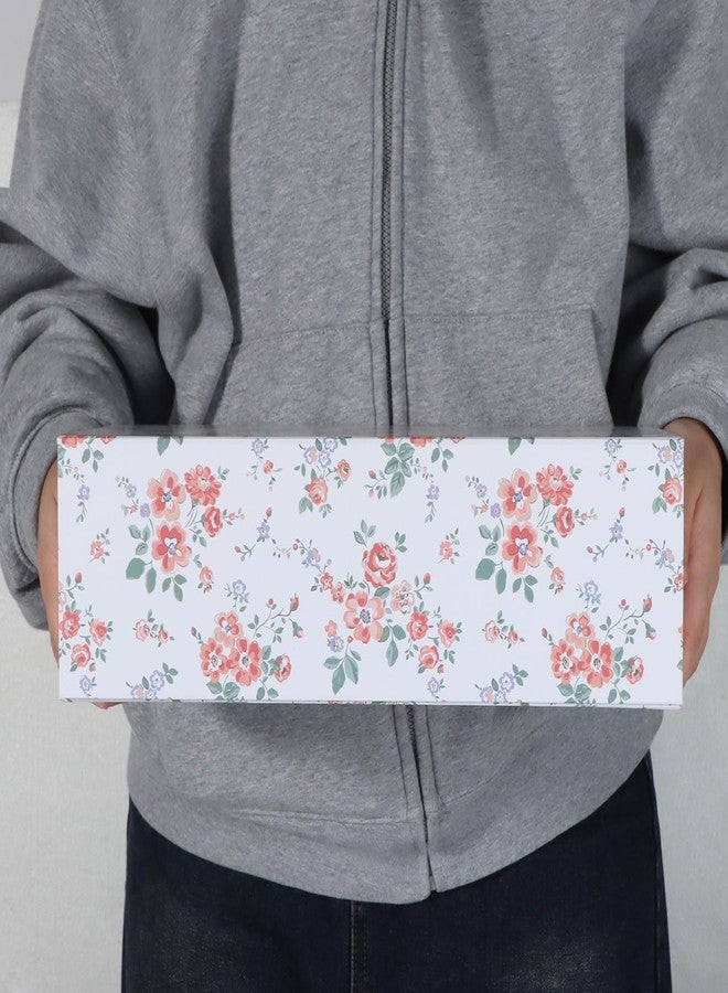 LFBOX Rose Floral Gift Box with Magnetic Lids 13.8x8.3x4.4 in, Large Bridesmaid Proposal Boxes, Rectangle Wedding Decorative Storage Box 3 Pack - Image 5