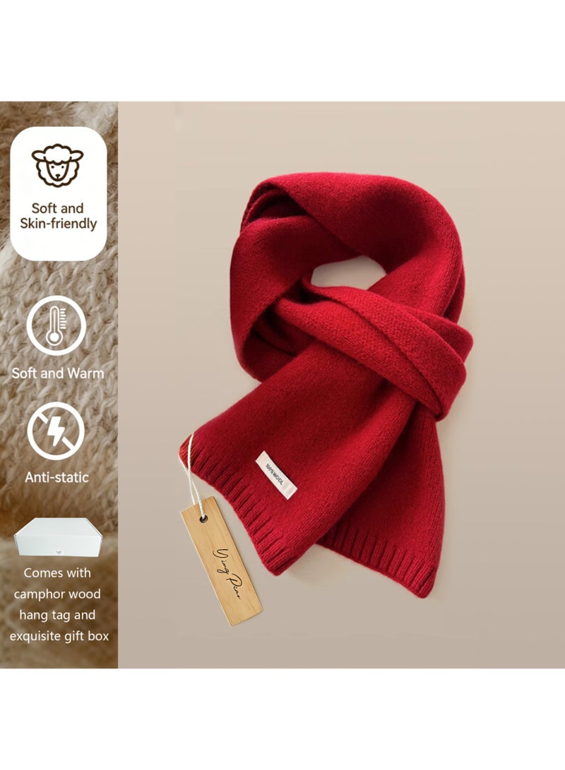 AuliceVerse 100% Pure Lambswool Scarf | Luxurious Red | Ultra-Soft & Skin-Friendly | Anti-Static | Gift Box – Ideal for Festive Gifting - Image 4