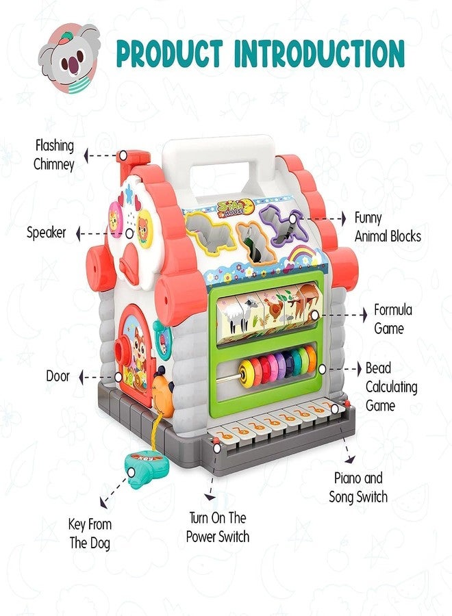 Yetli Musical Activity Cube for Kids | 6-in-1 Learning House with Shape Sorter, Piano Keyboard, Counting Beads, Gears & Sensory Activities | Educational Toy for Toddlers 18 Months+ - Image 4