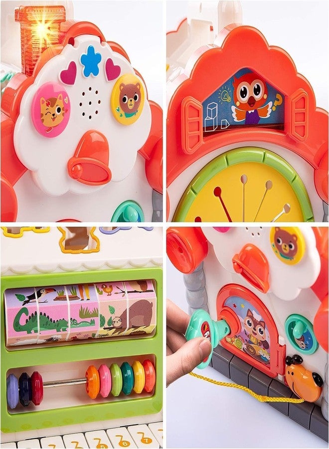 Yetli Musical Activity Cube for Kids | 6-in-1 Learning House with Shape Sorter, Piano Keyboard, Counting Beads, Gears & Sensory Activities | Educational Toy for Toddlers 18 Months+ - Image 5