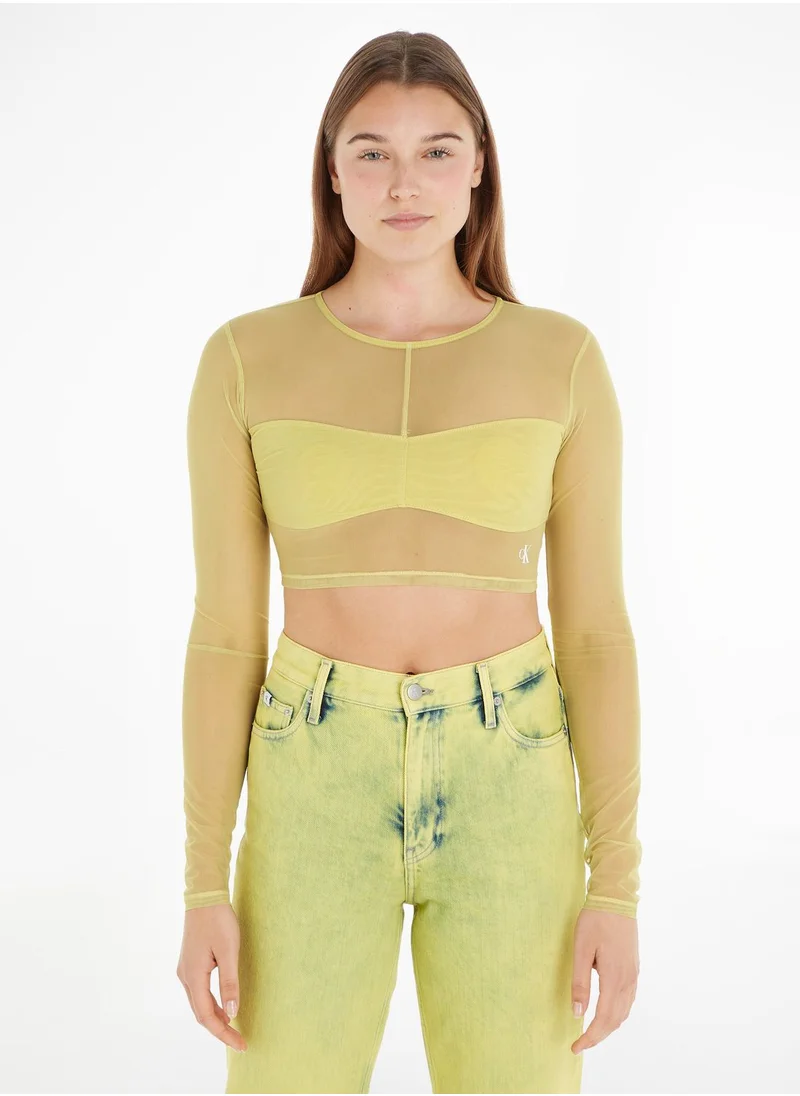 Calvin Klein Jeans Mesh Detail Crop Top