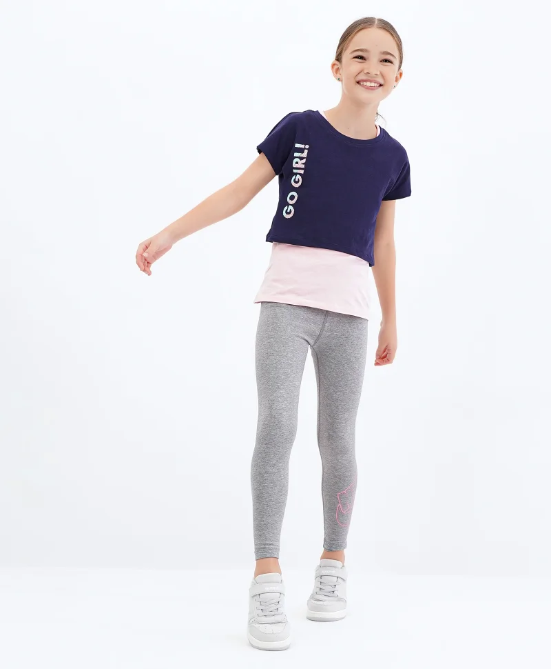 Primo Gino Primo Gino Half Sleeves Cotton Blend Sporty Tee With Go Girl Puff Print - Pink Blue