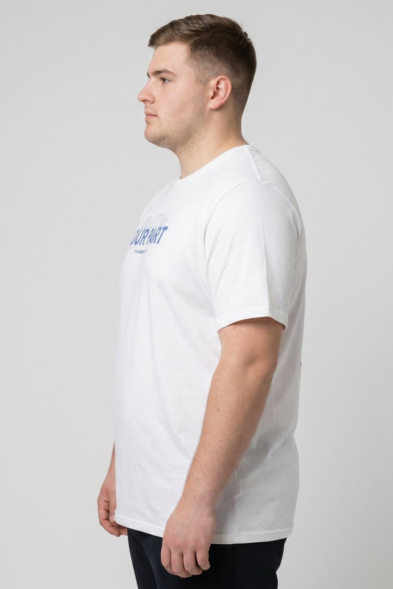 UNDER ARMOUR Men Loose Fit Short Sleeve Training T-Shirt, White - Image 3