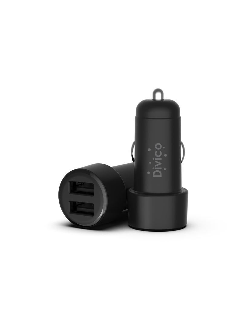 DIVICO Dual Port Mini Car Charger 2.4A - SB-A Ports Charge 2 Devices Compatible for Smartphones - Image 1