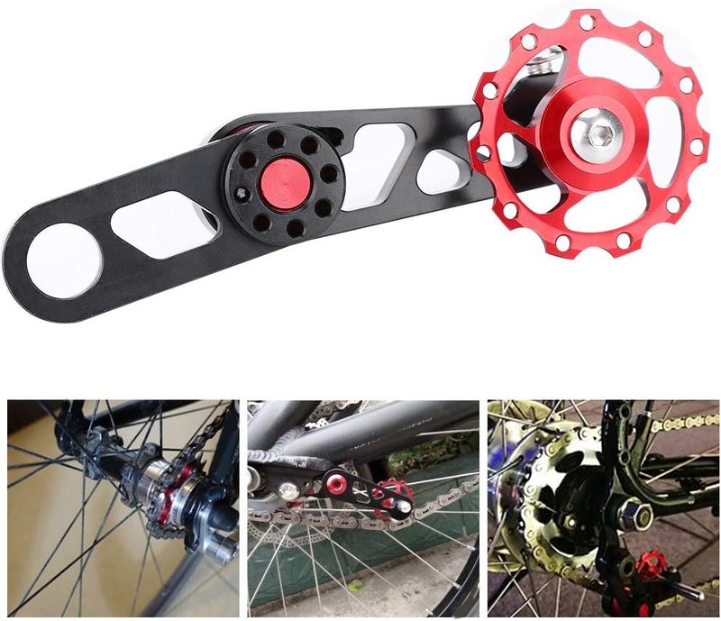 cheekyglo Bicycle Tensioner, Bike Speed Tensioner Aluminum Alloy Folding Bicycle Single Speed Chain Tensioner Rear Derailleur Guide Cycling Parts - Image 4