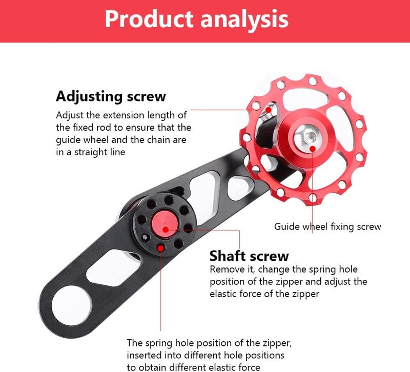 cheekyglo Bicycle Tensioner, Bike Speed Tensioner Aluminum Alloy Folding Bicycle Single Speed Chain Tensioner Rear Derailleur Guide Cycling Parts - Image 3