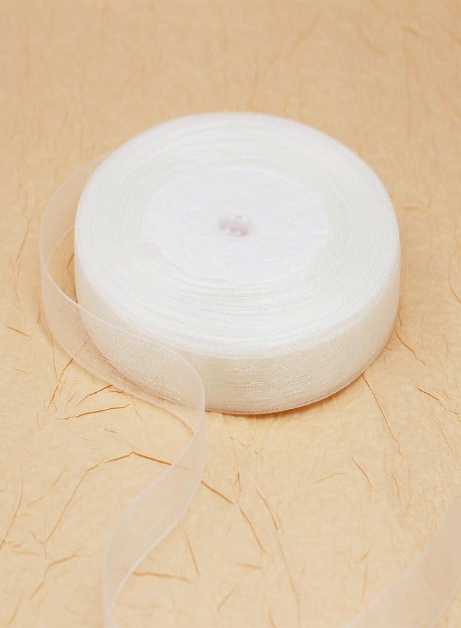 BEAUTOPE 1/2 Inch 50 Yards Sheer Organza Ribbon Chiffon Ribbon for Gift Wrapping Birthday Wedding Bouquet Crafts (White, 1/2inch*50Yard) - Image 3