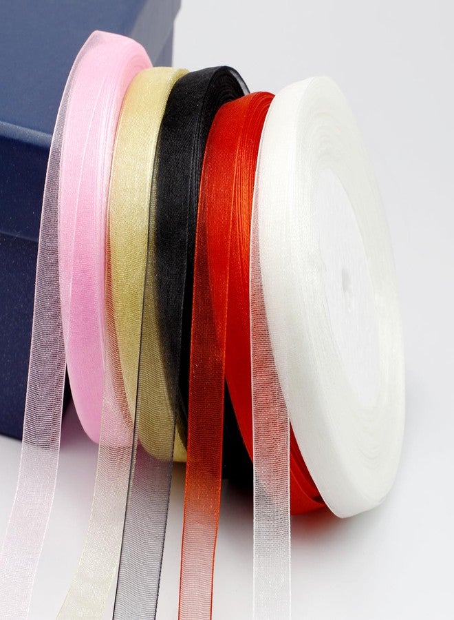 BEAUTOPE 1/2 Inch 50 Yards Sheer Organza Ribbon Chiffon Ribbon for Gift Wrapping Birthday Wedding Bouquet Crafts (White, 1/2inch*50Yard) - Image 4