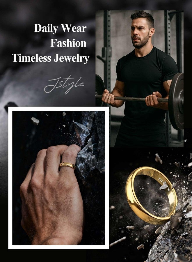 جي ستايل خواتم زفاف من التيتانيوم من Jstyle، متوفرة بأحجام 2 مم، 4 مم، و6 مم، مطلية بالفضة/الأسود/الذهب، بتصميم مقبب مصقول للغاية، قابلة للتكديس، مناسبة للخطوبة والوعد، مقاسات من 6 إلى 13، مقاومة للصدأ، 9 - Image 3