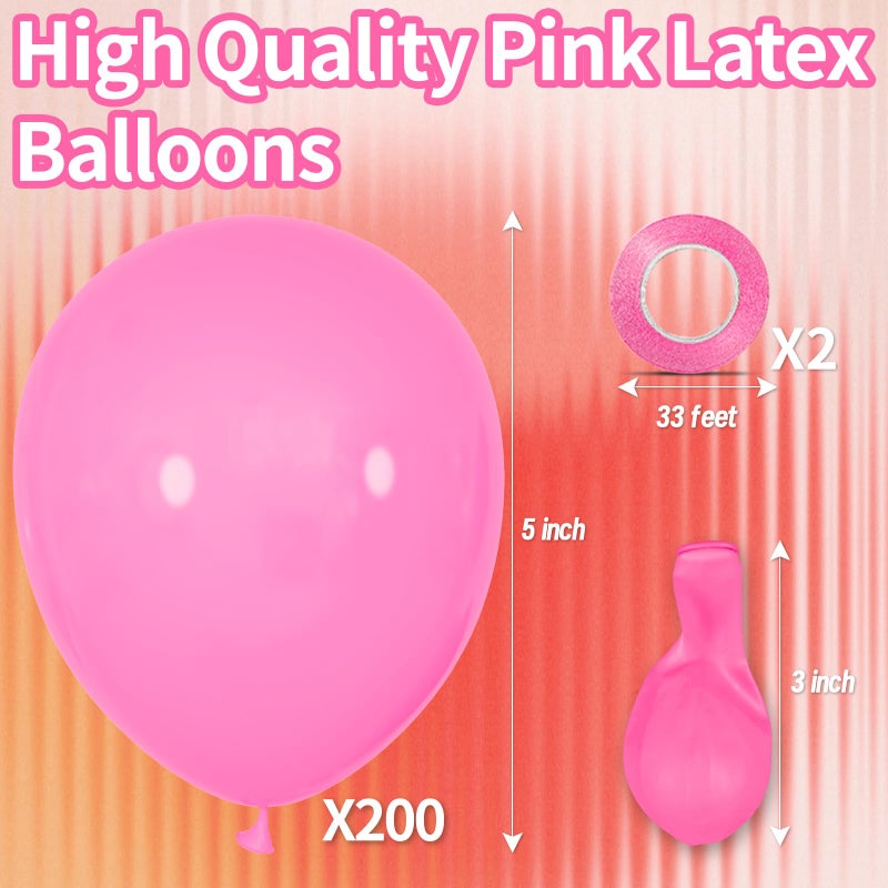KAWKALSH 200pcs Pink Balloons 5 Inch, Small Mini Latex Balloons for Party Birthday Baby Shower Anniversary Festival Arch Garland Decoration - Image 5