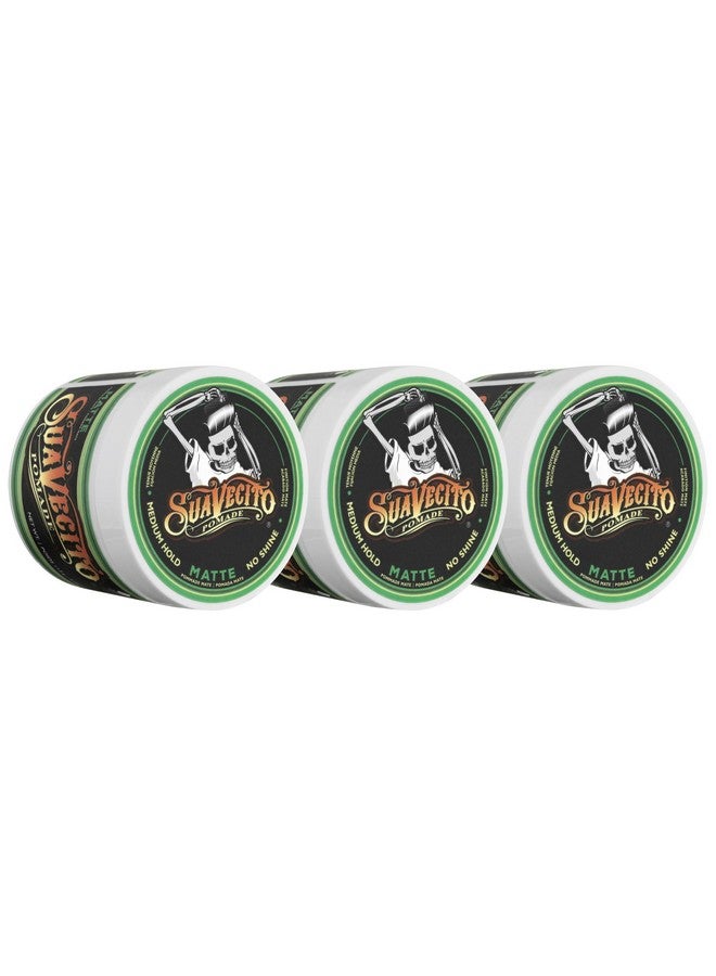 Suavecito Pomade Matte (No Shine) Formula 4 oz, 3 Pack - Medium Hold Hair Pomade For Men - Matte Hair Paste For Natural Texture Hairstyles - Image 1