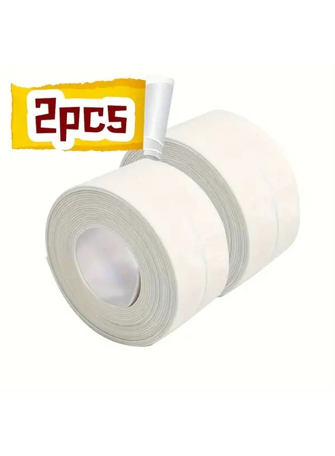 2 Rolls 3 8cm x 3 2m Waterproof Sealant Tape Peel and Stick Caulk Strip for Shower Bathtub Sink - Image 1