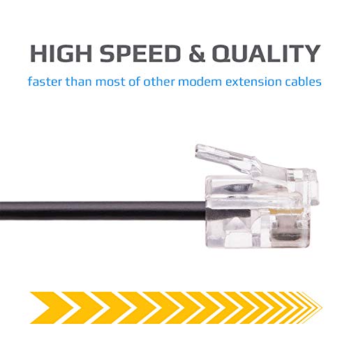 Keple RJ11 Cable ADSL 3ft Extension Lead Phone Cord Telephone Plug High Speed Xfinity Internet Broadband Male to Male Router and Modem to RJ11 Phone Socket/Microfilter/Landline Wire (Black) - Image 2
