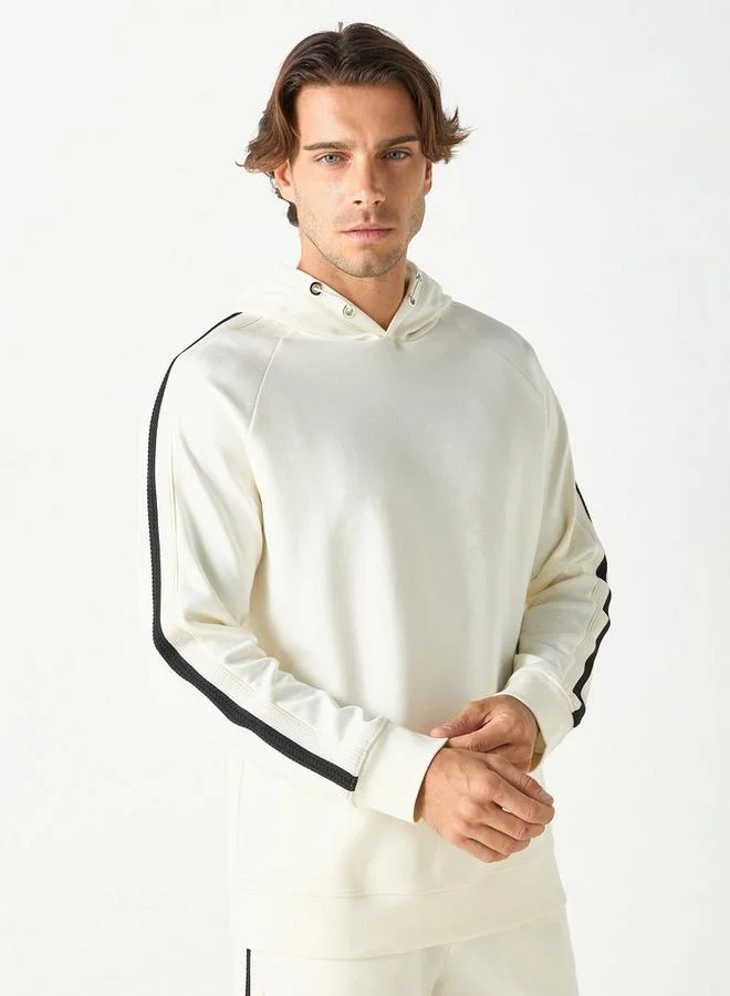 Iconic Tape Detail Hooded Sweatshirt with Raglan Sleeves