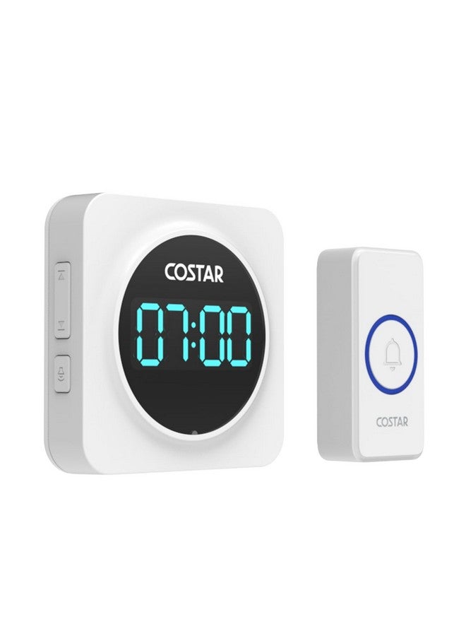 Costar Door Bell - Calling Bell Wireless with 24-Hour Time Display, Wireless Doorbell for Home, 1000ft Range Operating with 58 Chimes, 5 Levels Adjustable Volume(Pebble 700 White) - Image 1