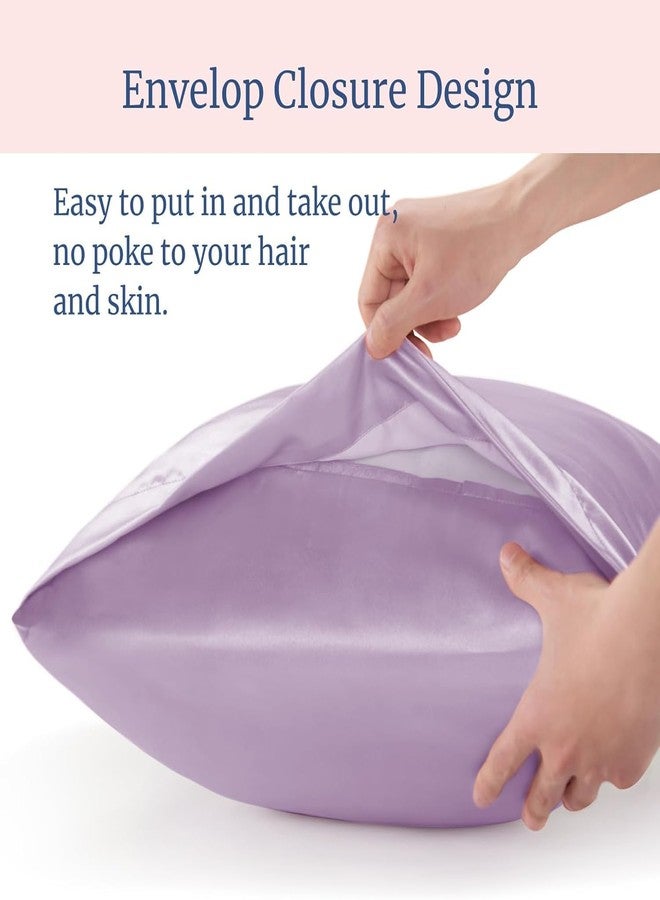 Craftelio Satin Pillow Covers Set of 2 with 3 Random Satin Hair Scrunchies – Soft, Silky & Gentle Pillowcases for Hair & Skin Care (Lavender) - Image 5