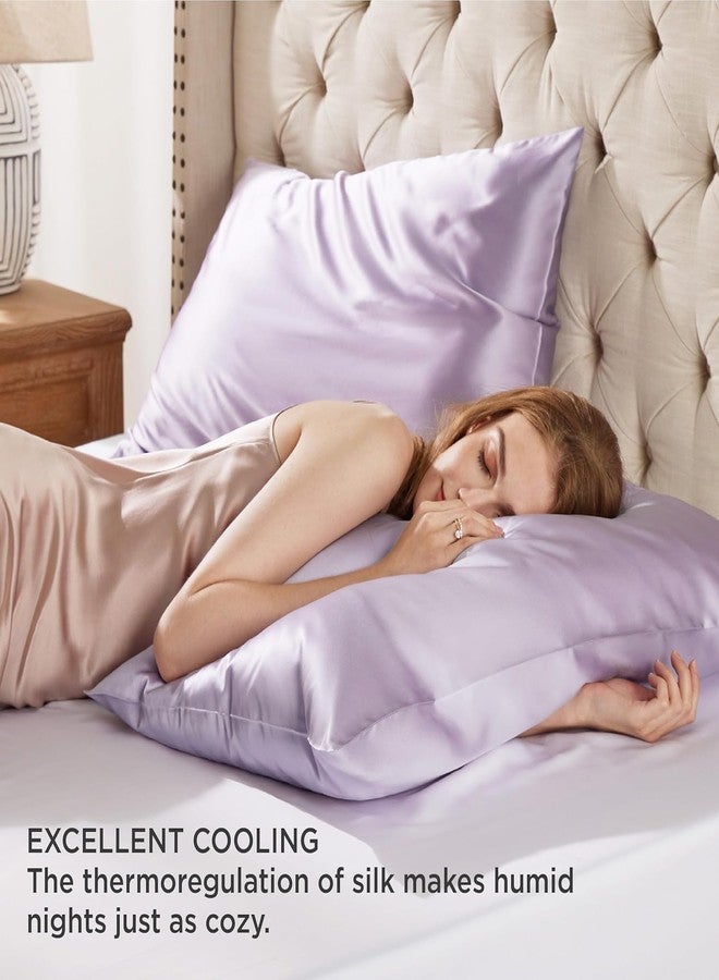 Craftelio Satin Pillow Covers Set of 2 with 3 Random Satin Hair Scrunchies – Soft, Silky & Gentle Pillowcases for Hair & Skin Care (Lavender) - Image 3