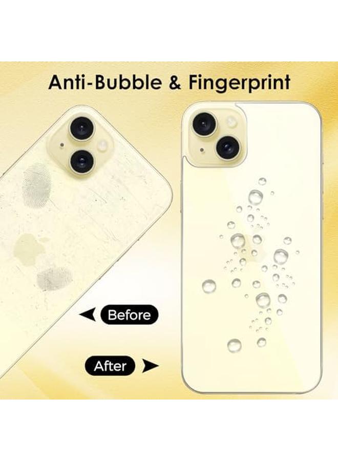 erorex 2 Pack Back Screen Protectors For Iphone 15 Bubble Free And Scratch Resistant Tempered Glass Back Film 6.1 Inch - Image 3