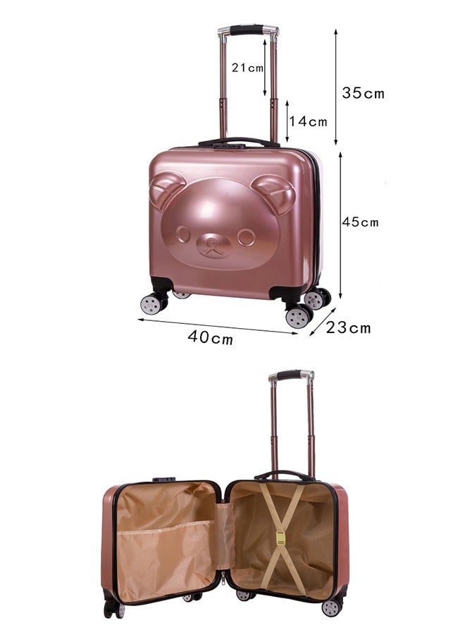 Kids Trolley Luggage,20 inch Children Portable Rolling Luggage Boarding Box,Designed for Boys and Girls Bear Cartoon Luggage with Universal Wheels (rose gold 20 inch) - Image 2