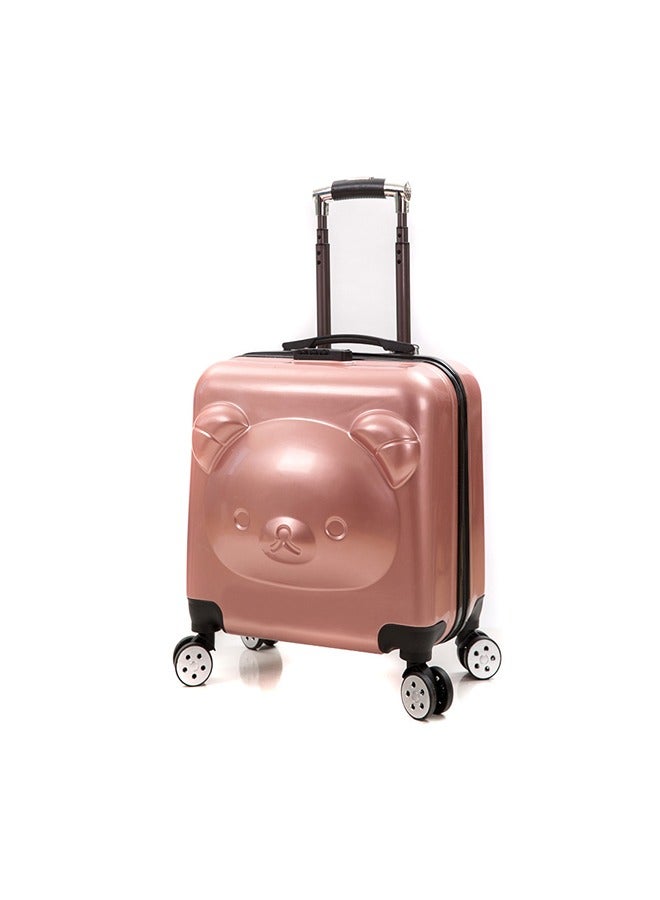 Kids Trolley Luggage,20 inch Children Portable Rolling Luggage Boarding Box,Designed for Boys and Girls Bear Cartoon Luggage with Universal Wheels (rose gold 20 inch) - Image 1