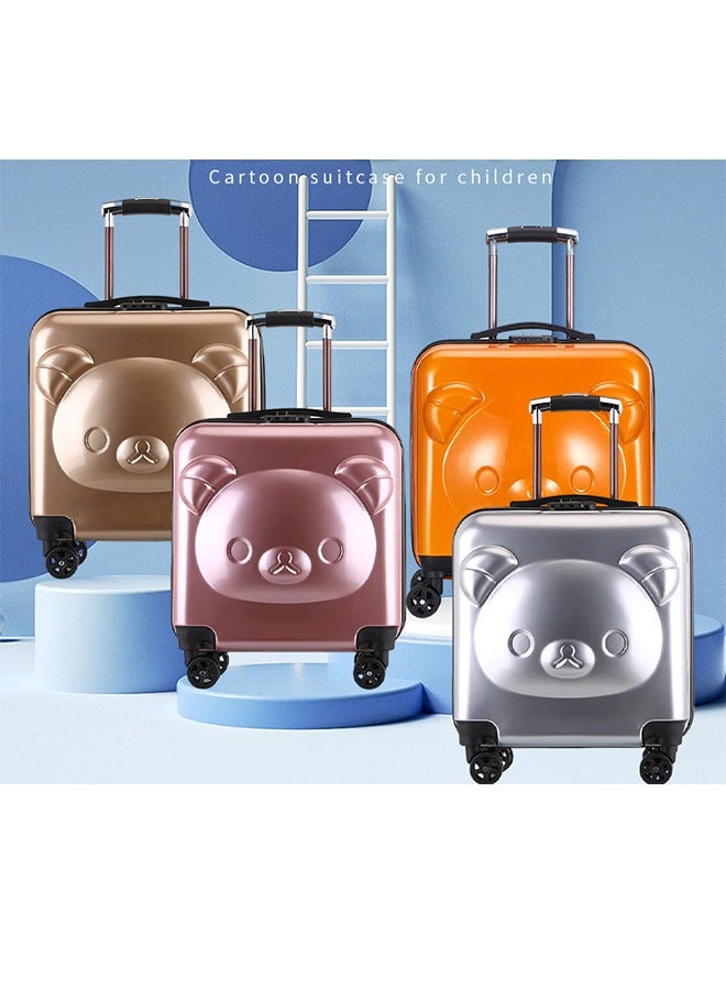 Kids Trolley Luggage,20 inch Children Portable Rolling Luggage Boarding Box,Designed for Boys and Girls Bear Cartoon Luggage with Universal Wheels (rose gold 20 inch) - Image 3