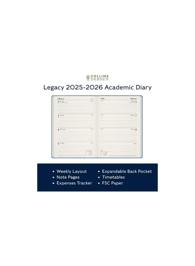 Collins Collins A6 Legacy 13 Month Mid/Academic Year Planner, July 2025-August 2026 - Week-to-View Diary-Yellow